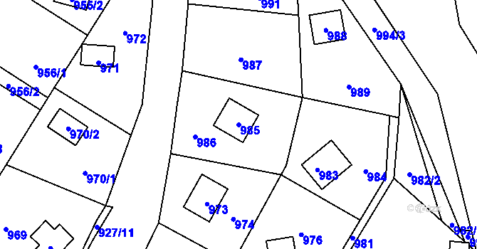 Parcela st. 985 v KÚ Povrly, Katastrální mapa