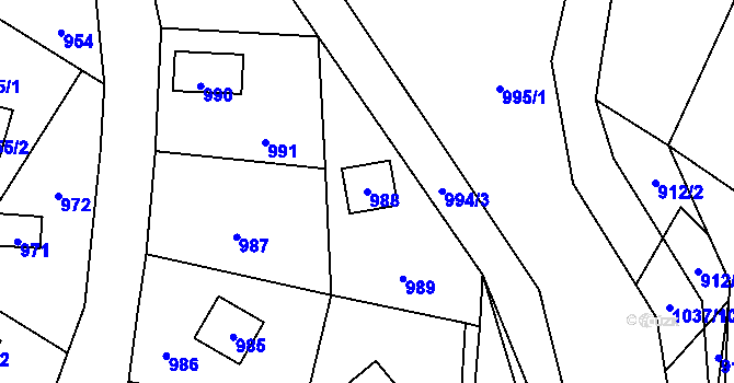 Parcela st. 988 v KÚ Povrly, Katastrální mapa