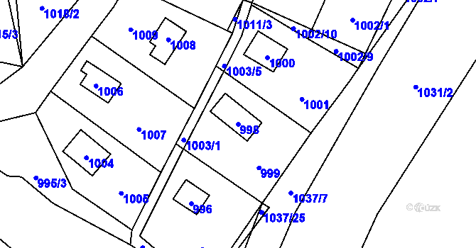 Parcela st. 998 v KÚ Povrly, Katastrální mapa