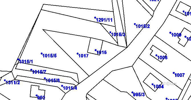 Parcela st. 1016 v KÚ Povrly, Katastrální mapa