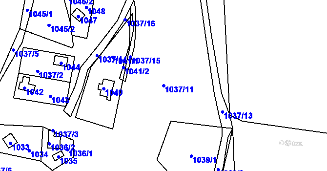 Parcela st. 1037/11 v KÚ Povrly, Katastrální mapa