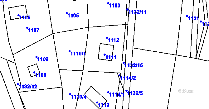 Parcela st. 1111 v KÚ Povrly, Katastrální mapa