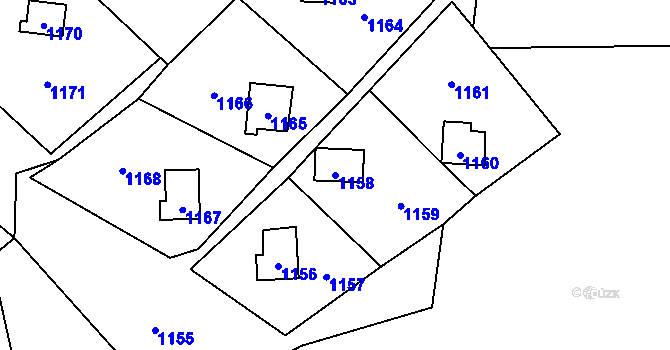 Parcela st. 1158 v KÚ Povrly, Katastrální mapa