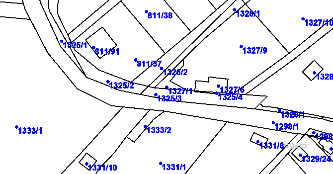 Parcela st. 1327/1 v KÚ Povrly, Katastrální mapa