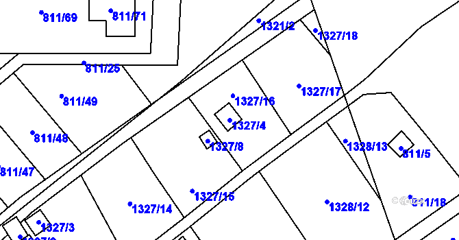 Parcela st. 1327/4 v KÚ Povrly, Katastrální mapa