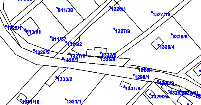 Parcela st. 1327/6 v KÚ Povrly, Katastrální mapa