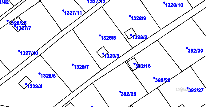 Parcela st. 1328/3 v KÚ Povrly, Katastrální mapa