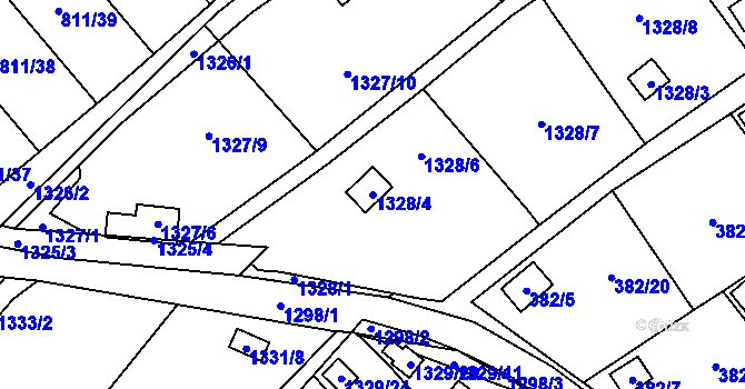 Parcela st. 1328/4 v KÚ Povrly, Katastrální mapa