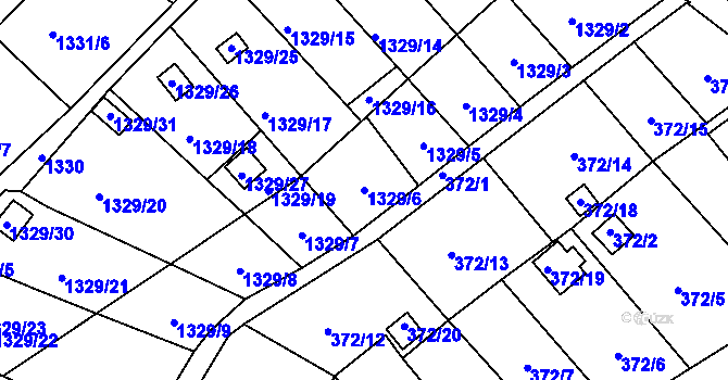 Parcela st. 1329/6 v KÚ Povrly, Katastrální mapa