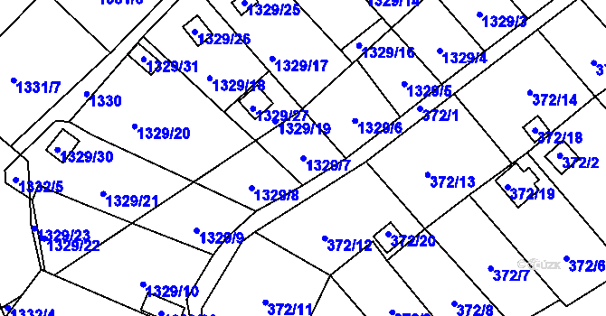 Parcela st. 1329/7 v KÚ Povrly, Katastrální mapa