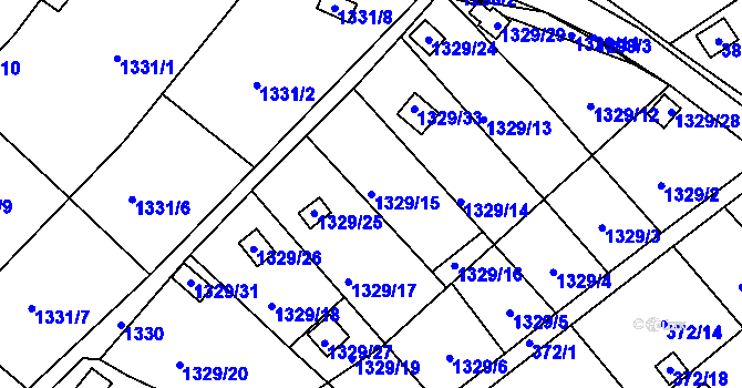 Parcela st. 1329/15 v KÚ Povrly, Katastrální mapa
