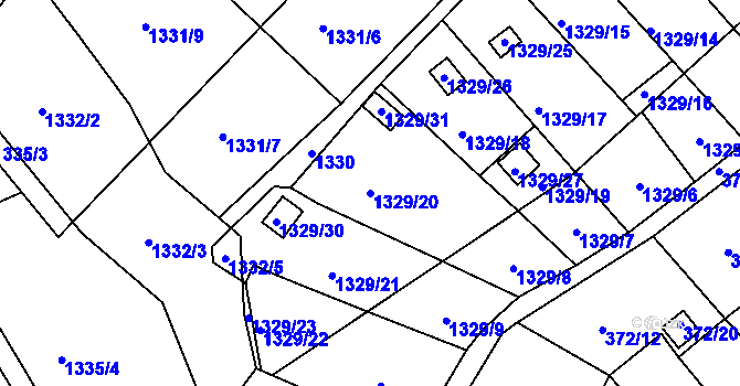 Parcela st. 1329/20 v KÚ Povrly, Katastrální mapa