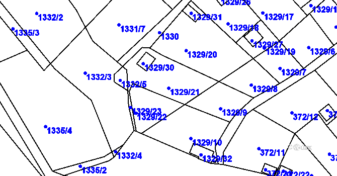 Parcela st. 1329/21 v KÚ Povrly, Katastrální mapa