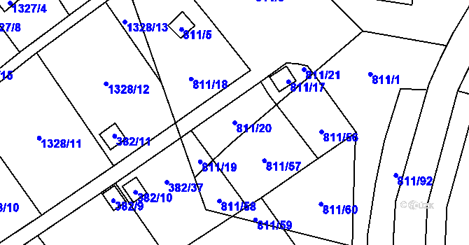 Parcela st. 811/20 v KÚ Povrly, Katastrální mapa