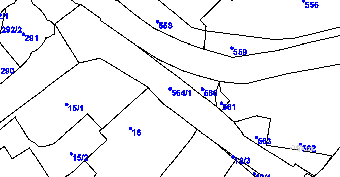 Parcela st. 564/1 v KÚ Povrly, Katastrální mapa