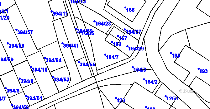 Parcela st. 164/7 v KÚ Povrly, Katastrální mapa