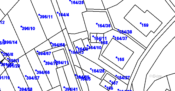 Parcela st. 164/10 v KÚ Povrly, Katastrální mapa