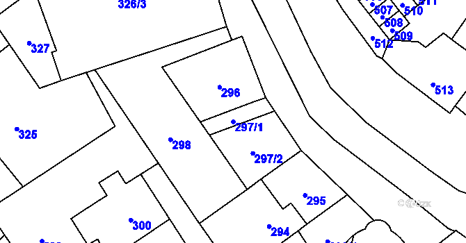 Parcela st. 297/1 v KÚ Povrly, Katastrální mapa