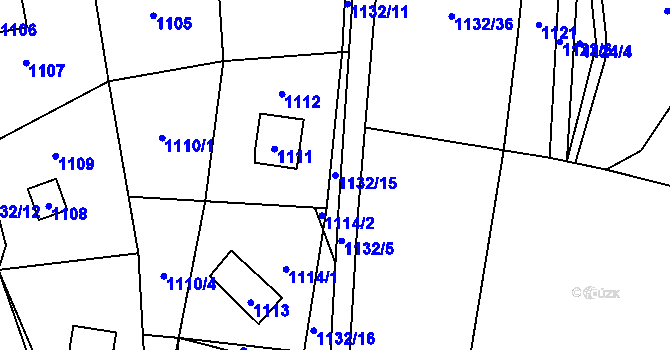 Parcela st. 1132/15 v KÚ Povrly, Katastrální mapa