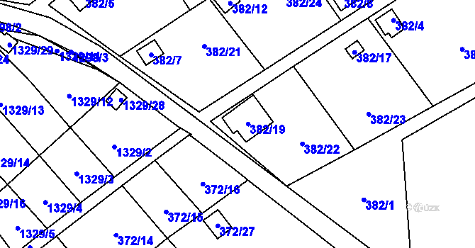 Parcela st. 382/19 v KÚ Povrly, Katastrální mapa
