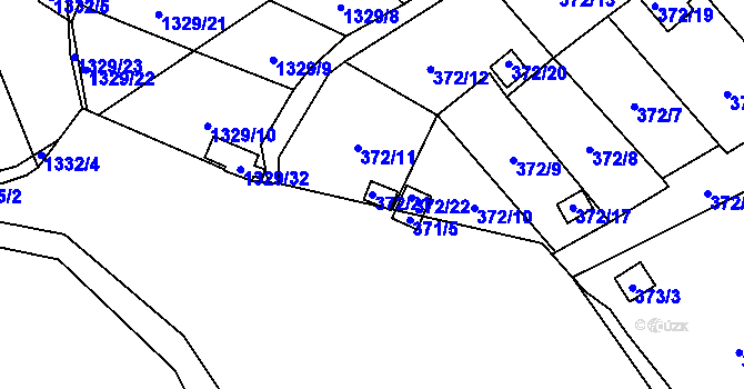 Parcela st. 372/21 v KÚ Povrly, Katastrální mapa