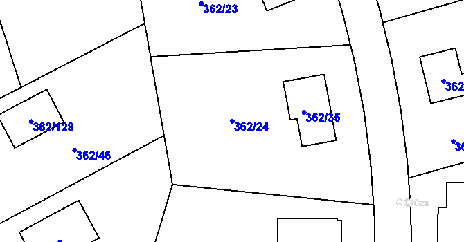 Parcela st. 362/24 v KÚ Povrly, Katastrální mapa