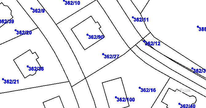 Parcela st. 362/27 v KÚ Povrly, Katastrální mapa