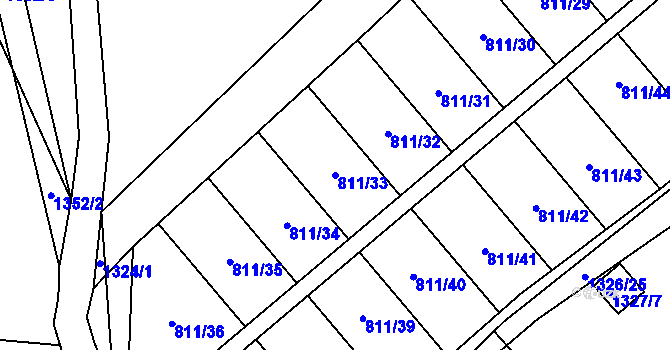 Parcela st. 811/33 v KÚ Povrly, Katastrální mapa