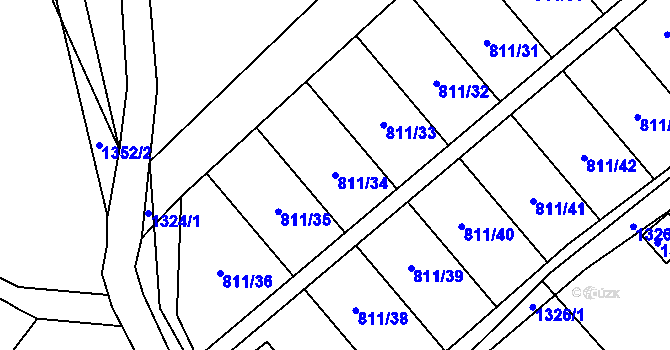 Parcela st. 811/34 v KÚ Povrly, Katastrální mapa