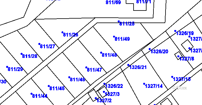 Parcela st. 811/48 v KÚ Povrly, Katastrální mapa