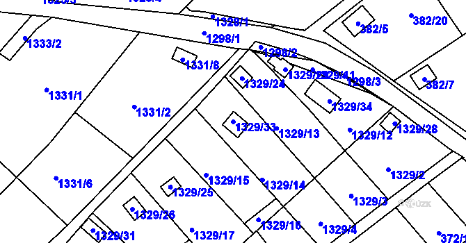 Parcela st. 1329/33 v KÚ Povrly, Katastrální mapa