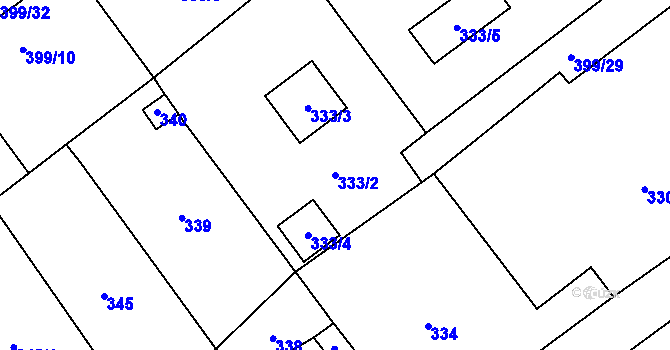 Parcela st. 333/2 v KÚ Povrly, Katastrální mapa
