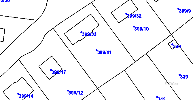 Parcela st. 399/11 v KÚ Povrly, Katastrální mapa