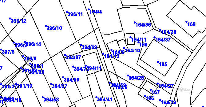 Parcela st. 164/13 v KÚ Povrly, Katastrální mapa