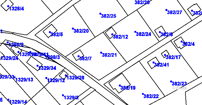 Parcela st. 382/21 v KÚ Povrly, Katastrální mapa