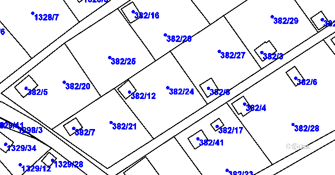 Parcela st. 382/24 v KÚ Povrly, Katastrální mapa