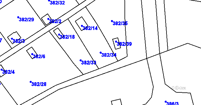 Parcela st. 382/34 v KÚ Povrly, Katastrální mapa