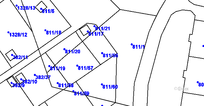 Parcela st. 811/56 v KÚ Povrly, Katastrální mapa