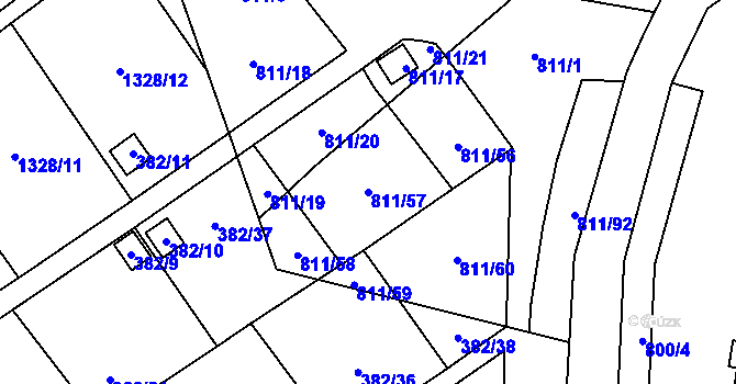 Parcela st. 811/57 v KÚ Povrly, Katastrální mapa