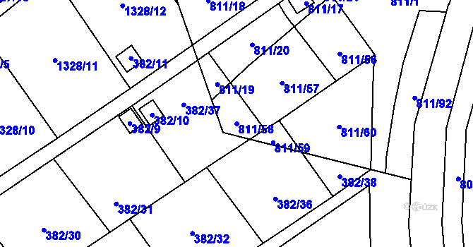 Parcela st. 811/58 v KÚ Povrly, Katastrální mapa