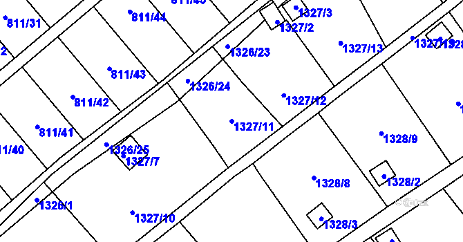 Parcela st. 1327/11 v KÚ Povrly, Katastrální mapa