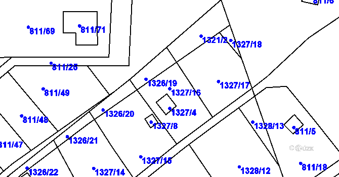 Parcela st. 1327/16 v KÚ Povrly, Katastrální mapa