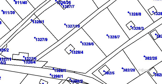 Parcela st. 1328/6 v KÚ Povrly, Katastrální mapa
