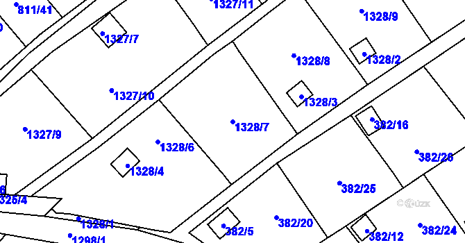 Parcela st. 1328/7 v KÚ Povrly, Katastrální mapa