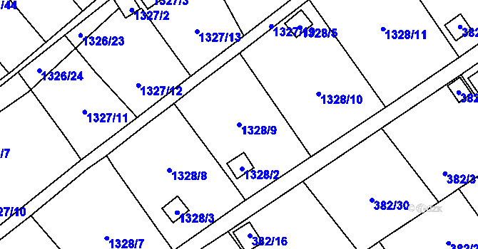 Parcela st. 1328/9 v KÚ Povrly, Katastrální mapa