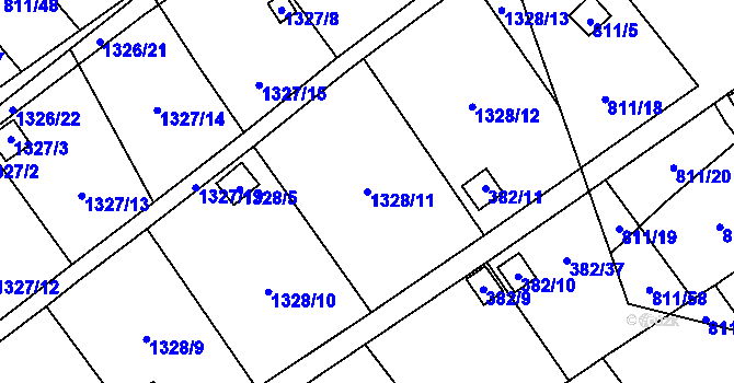 Parcela st. 1328/11 v KÚ Povrly, Katastrální mapa
