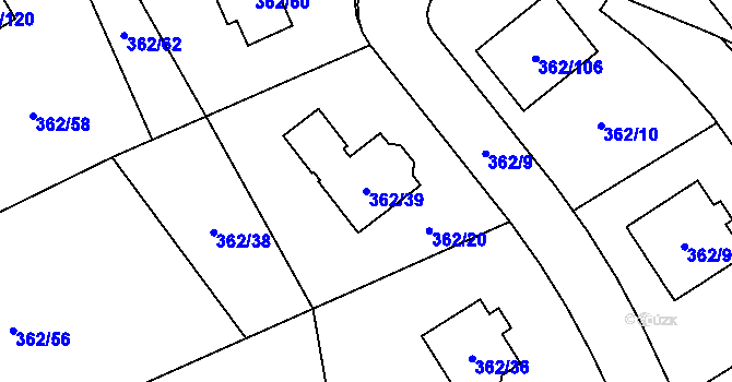 Parcela st. 362/39 v KÚ Povrly, Katastrální mapa