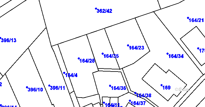 Parcela st. 164/35 v KÚ Povrly, Katastrální mapa