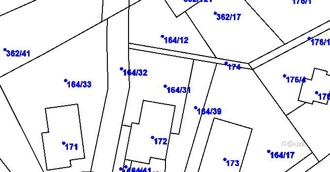 Parcela st. 164/31 v KÚ Povrly, Katastrální mapa