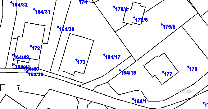 Parcela st. 164/17 v KÚ Povrly, Katastrální mapa